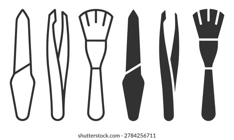 vector illustration of manicure tools icons on transparent background