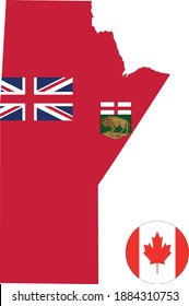 Vektorgrafik von Manitoba Karte und Flagge mit kanadischer Flagge