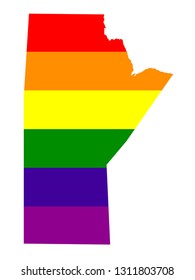 vector illustration of Manitoba map with LGBT flag