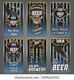 Vector illustration of manly ornamental decorative beer labels