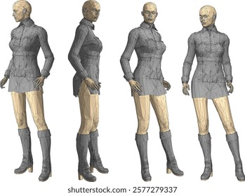 vector illustration of mannequin statue design with fashion clothes for display in a clothing store window