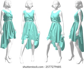 vector illustration of mannequin statue design with fashion clothes for display in a clothing store window