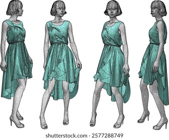 vector illustration of mannequin statue design with fashion clothes for display in a clothing store window