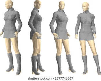 vector illustration of mannequin statue design with fashion clothes for display in a clothing store window