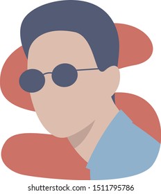 Vector illustration of man's face in sunglasses with creative background