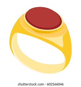 Vector illustration mans golden vintage, heraldic signet ring.