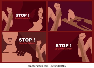 Vektorgrafik, Männerhand, die Frauen die Hand hält für Vergewaltigung und sexuelle Belästigung. als Banner oder Poster, Internationaler Tag zur Beseitigung sexueller Gewalt