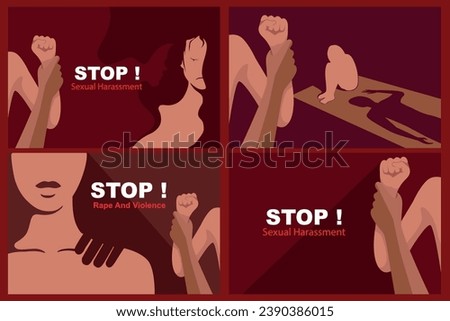 Vector illustration, Man's hand holding woman's hand for rape and sexual harassment. as a banner or poster, International Day for the Elimination of Sexual