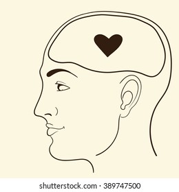 vector illustration of man's head with idea