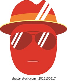 ilustración vectorial de la cabeza de un hombre con gafas y un sombrero