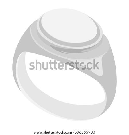 Vector illustration mans silver vintage, heraldic signet ring.