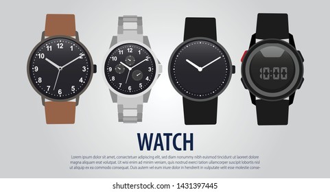 Vector illustration, Man's watches DESIGN