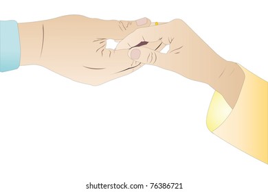 Ilustración vectorial de las manos del hombre y la mujer