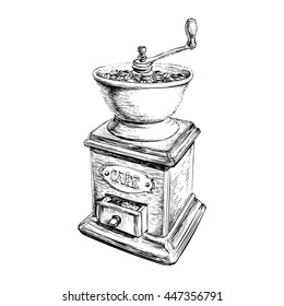 Vector Illustration Manual Coffee Grinder