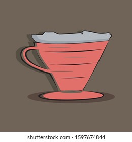 Vector illustration of manual coffee making. tool for manual coffee filters