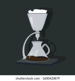 Vector illustration of a manual coffee making. with reflections of light and shadow. suitable for icon use