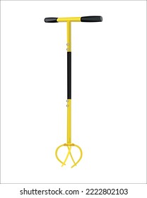 Vector Illustration of Manual Hand Twist tiller garden claw cultivator with big claw isolated on white background. Gardening hand tools
