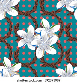 Vector illustration with many blue, brown and gray flowers. Trendy seamless floral pattern.
