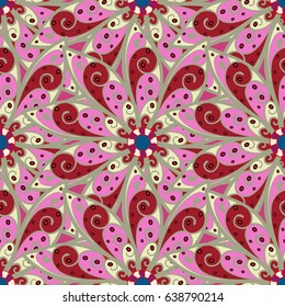 Vector illustration with many blue flowers. Trendy seamless floral pattern.
