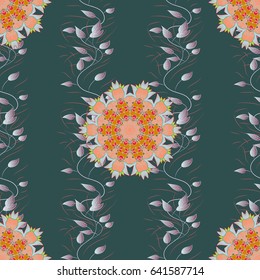 Vector illustration with many blue flowers. Trendy seamless floral pattern.