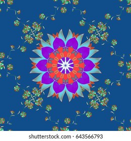 Vector illustration with many blue flowers. Trendy seamless floral pattern.