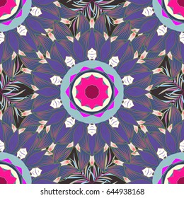 Vector illustration with many blue flowers. Trendy seamless floral pattern.