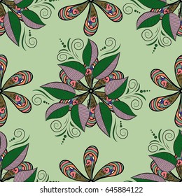 Vector illustration with many blue flowers. Trendy seamless floral pattern.