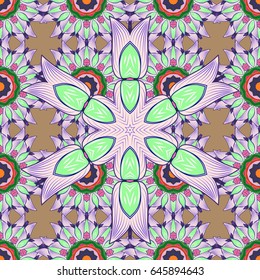 Vector illustration with many blue flowers. Trendy seamless floral pattern.