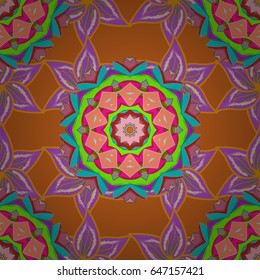 Vector illustration with many blue flowers. Trendy seamless floral pattern.