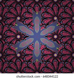 Vector illustration with many blue flowers. Trendy seamless floral pattern.