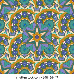 Vector illustration with many blue flowers. Trendy seamless floral pattern.