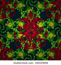 Vector illustration with many blue flowers. Trendy seamless floral pattern.