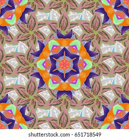 Vector illustration with many blue flowers. Trendy seamless floral pattern.