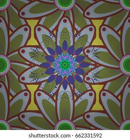 Vector illustration with many blue flowers. Trendy seamless floral pattern.