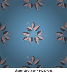 Vector illustration with many blue and pink leaves. Trendy seamless floral pattern.