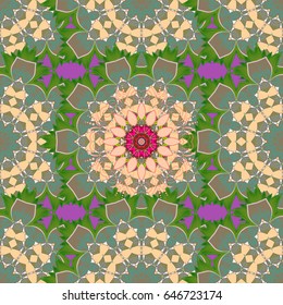 Vector illustration with many blue and pink flowers. Trendy seamless floral pattern.