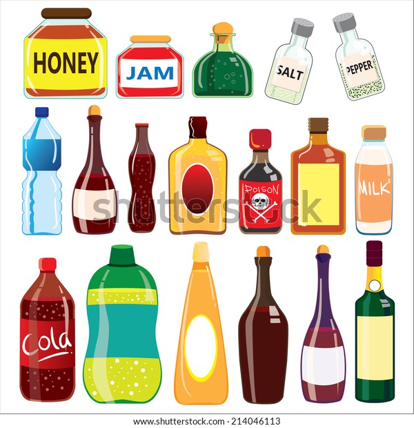 Vector Illustration Many Bottles Isolated On Stock Vector (Royalty Free ...