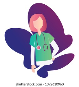 Vector illustration with many colors of a medical nurse on a white background