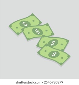 Vector illustration of many dollar bills