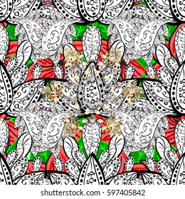 Vector illustration with many flowers. Trendy seamless floral pattern.