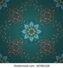 Vector illustration with many flowers. Trendy seamless floral pattern.