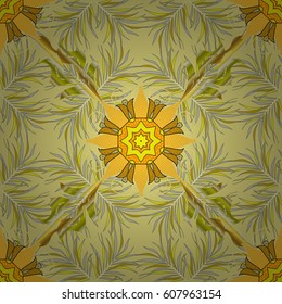 Vector illustration with many flowers. Trendy seamless floral pattern.