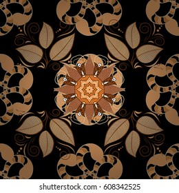 Vector illustration with many flowers. Trendy seamless floral pattern.