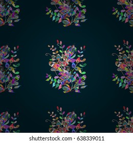 Vector illustration with many flowers. Trendy seamless floral pattern.