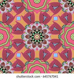Vector illustration with many flowers. Trendy seamless floral pattern.