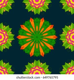 Vector illustration with many flowers. Trendy seamless floral pattern.