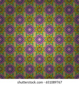 Vector illustration with many flowers. Trendy seamless floral pattern.