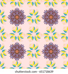 Vector illustration with many flowers. Trendy seamless floral pattern.