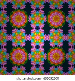Vector illustration with many flowers. Trendy seamless floral pattern.