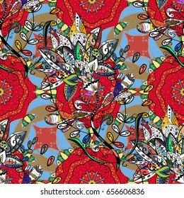 Vector illustration with many flowers. Trendy seamless floral pattern.